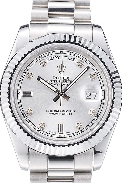 MiroTime 0716 Rolex Day-Date Polished Stainless Steel Silver Dial